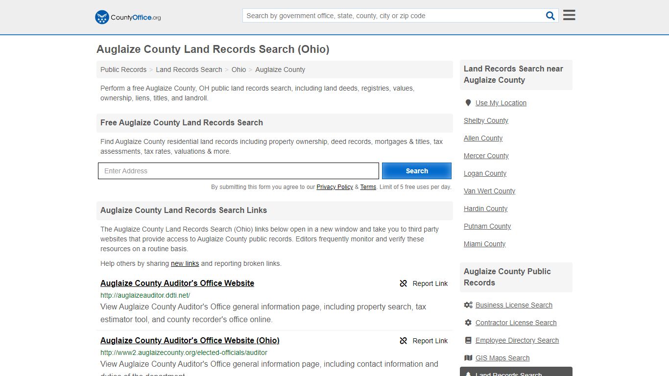 Land Records Search - Auglaize County, OH (Deeds, GIS Maps ...